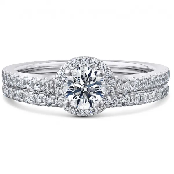 Halo Diamond Bridal Sets White Gold Wedding Sets